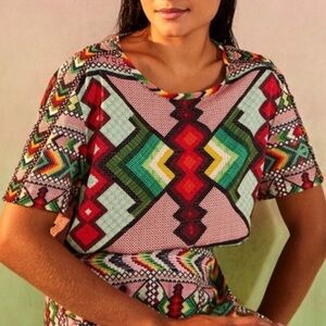 FARM Rio Amulet Multicolored Beaded Shoulder Yawanawa Top Women's Small EUC
